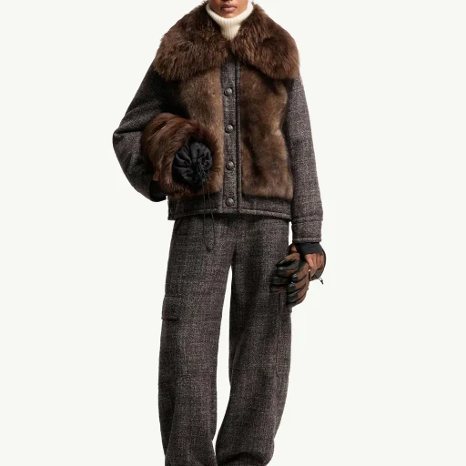 Faite Shearling & Wool Short Down Jacket