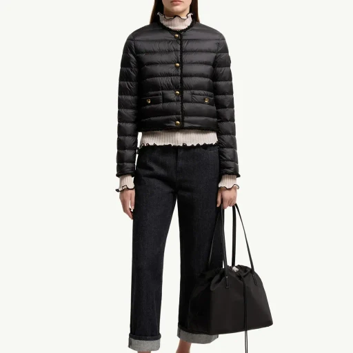 Fleurs Bouclé-Trimmed Short Down Jacket