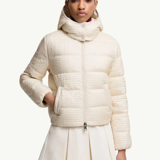 Gisors Geometric-Quilted Hooded Short Down Jacket
