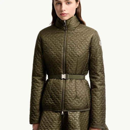 Geranium Floral-Quilted Short Down Jacket