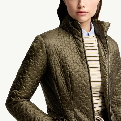 Geranium Floral-Quilted Short Down Jacket