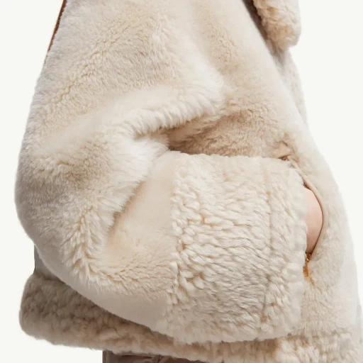 Gobain Shearling & Suede Short Down Jacket