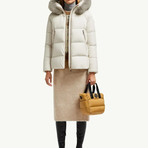 Laichefur Hooded Shearling-Trimmed Short Down Jacket