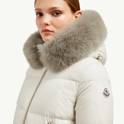 Laichefur Hooded Shearling-Trimmed Short Down Jacket