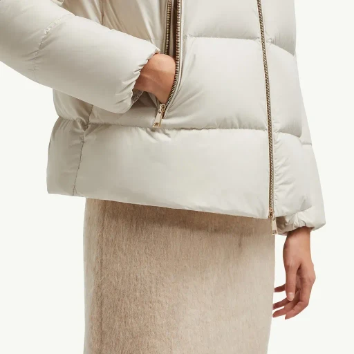Laichefur Hooded Shearling-Trimmed Short Down Jacket