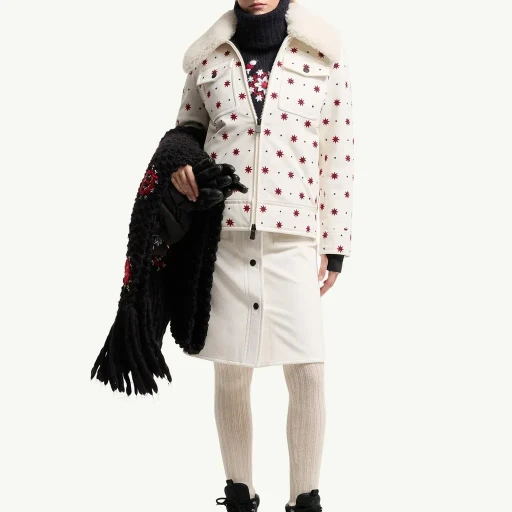 Larient Geometric Pattern Down Shirt Jacket