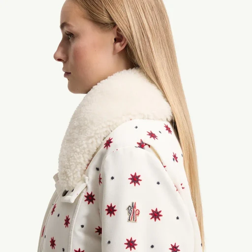 Larient Geometric Pattern Down Shirt Jacket