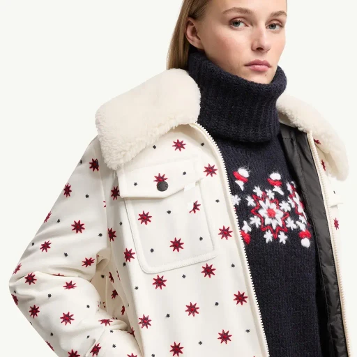 Larient Geometric Pattern Down Shirt Jacket