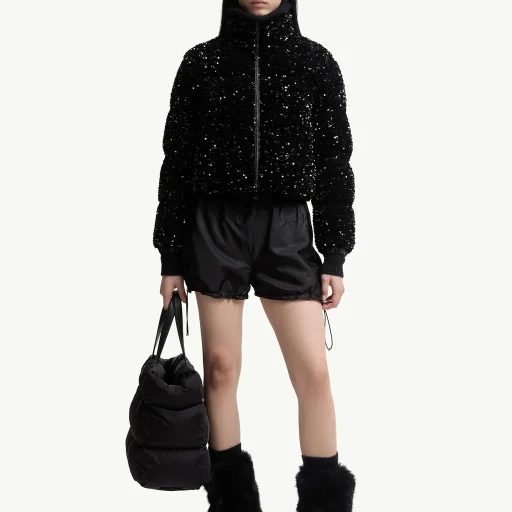 Louvi Sequin-Embroidered Short Down Jacket