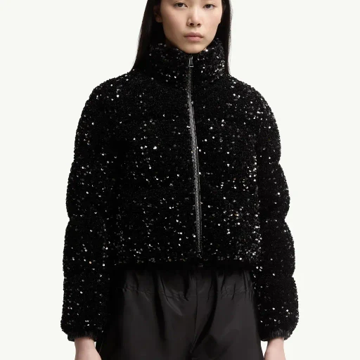Louvi Sequin-Embroidered Short Down Jacket