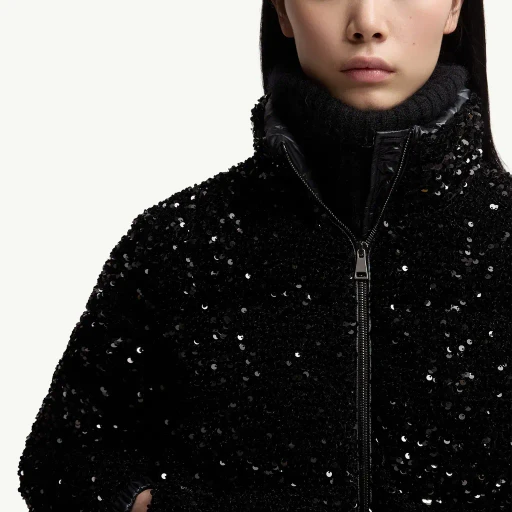 Louvi Sequin-Embroidered Short Down Jacket