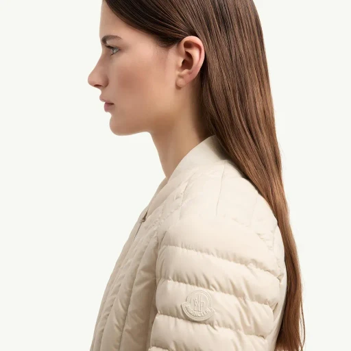 Menthe Vertical-Quilted Short Down Jacket