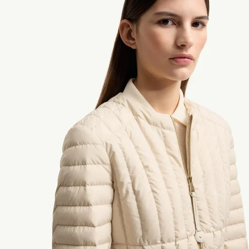 Menthe Vertical-Quilted Short Down Jacket