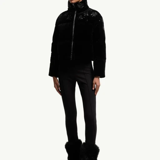 Nelles Sequin-Embroidered Velvet Short Down Jacket