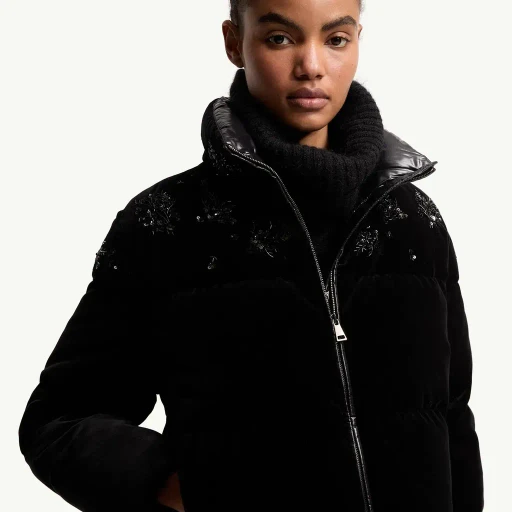 Nelles Sequin-Embroidered Velvet Short Down Jacket