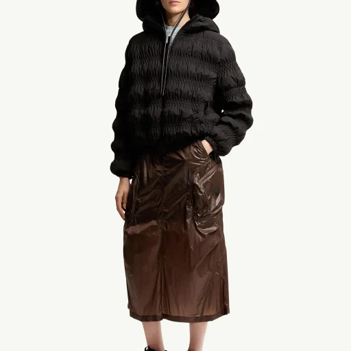 Noyer Gather-Quilted Hooded Short Down Jacket