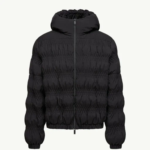 Noyer Gather-Quilted Hooded Short Down Jacket
