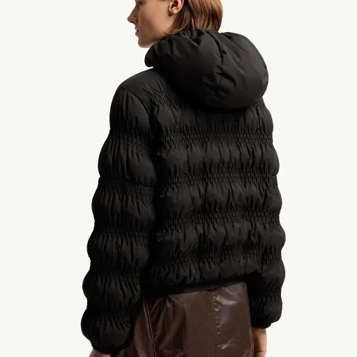 Noyer Gather-Quilted Hooded Short Down Jacket