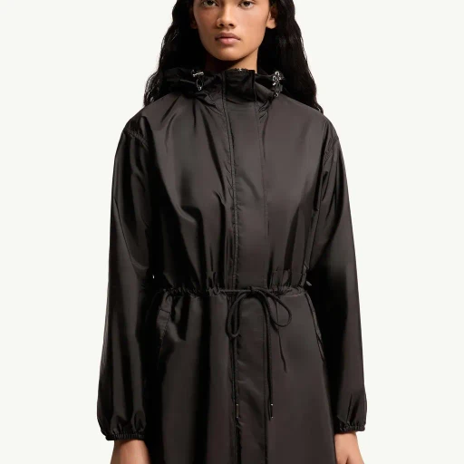 Weteau Ruched Hooded Rain Jacket