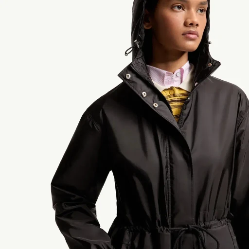 Weteau Ruched Hooded Rain Jacket