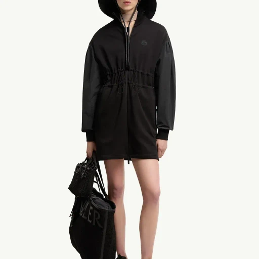 Cotton Fleece Sweatshirt Zip-Up Dress