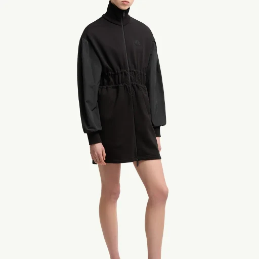 Cotton Fleece Sweatshirt Zip-Up Dress