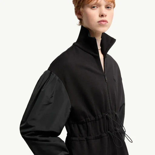 Cotton Fleece Sweatshirt Zip-Up Dress