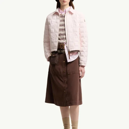 Belted Knee-Length Cotton Skirt