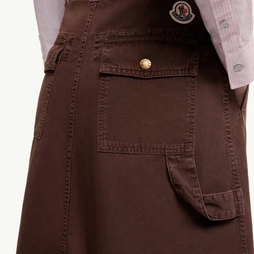 Belted Knee-Length Cotton Skirt