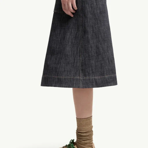 Denim Knee-Length Skirt
