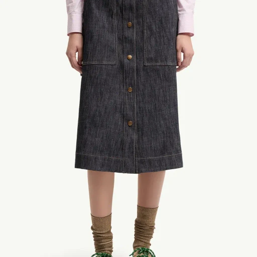 Denim Knee-Length Skirt