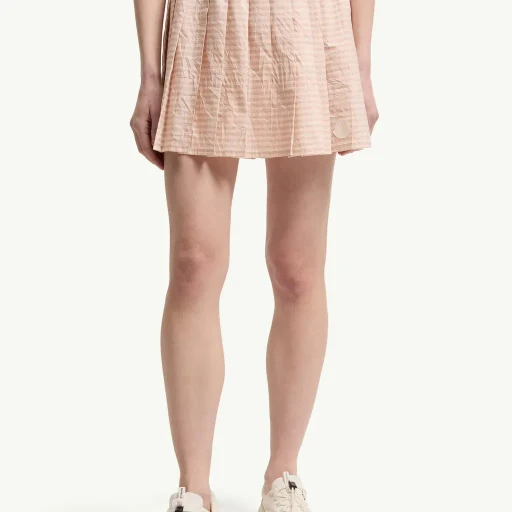 Vichy Cotton Blend Pleated Mini Skirt