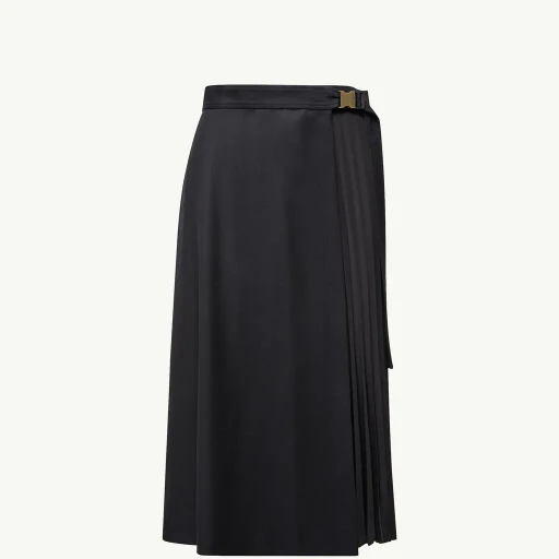 Wool Gabardine Knee-Length Skirt