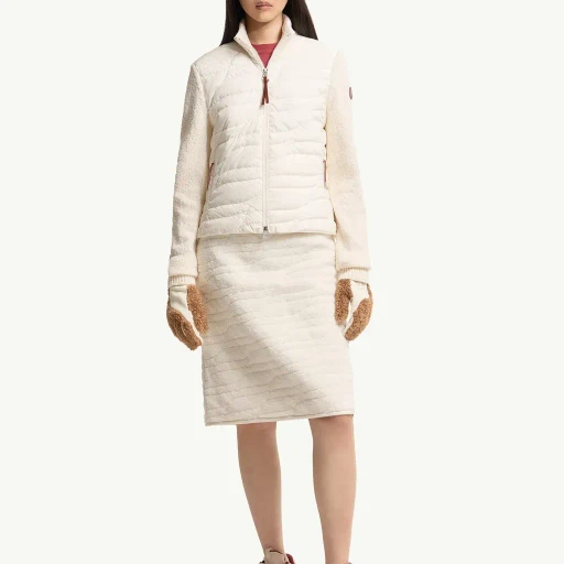 Cotton Blend Padded Zip-Up Cardigan