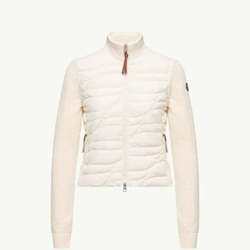 Cotton Blend Padded Zip-Up Cardigan