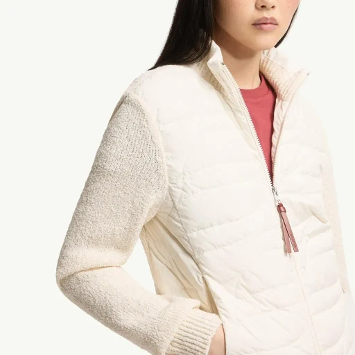 Cotton Blend Padded Zip-Up Cardigan