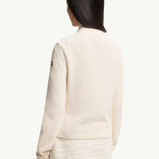 Cotton Blend Padded Zip-Up Cardigan