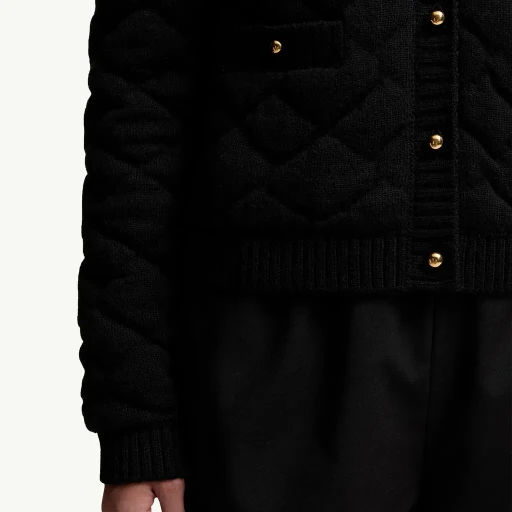 Diamond-Quilted Padded Wool Blend Cardigan