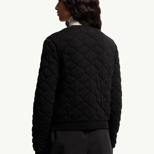 Diamond-Quilted Padded Wool Blend Cardigan