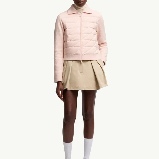 Diagonal-Quilted Padded Wool Cardigan