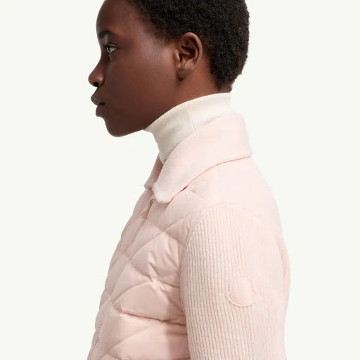 Diagonal-Quilted Padded Wool Cardigan