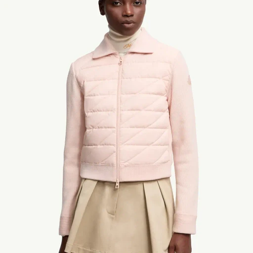 Diagonal-Quilted Padded Wool Cardigan