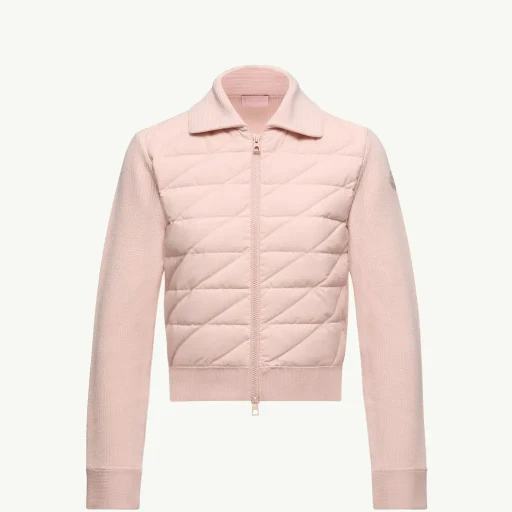 Diagonal-Quilted Padded Wool Cardigan