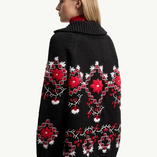Embroidered Wool Blend Cardigan