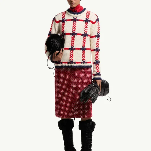 Embroidered Polo Neck Wool Blend Jumper