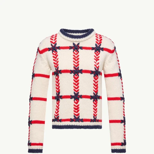 Embroidered Polo Neck Wool Blend Jumper