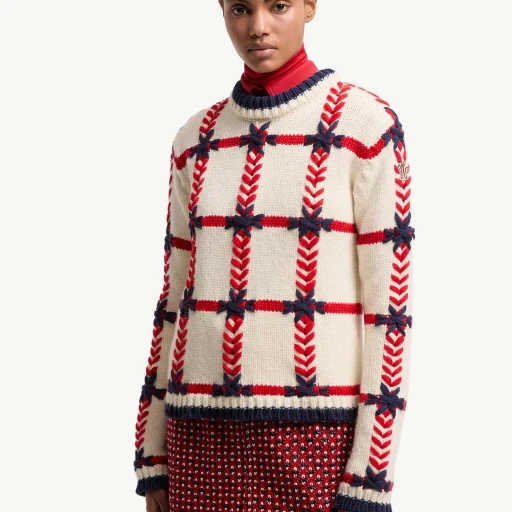 Embroidered Polo Neck Wool Blend Jumper