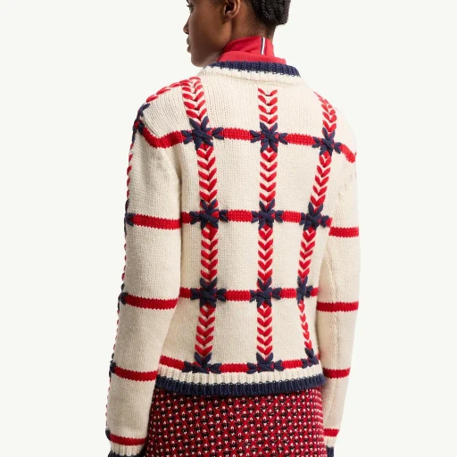 Embroidered Polo Neck Wool Blend Jumper