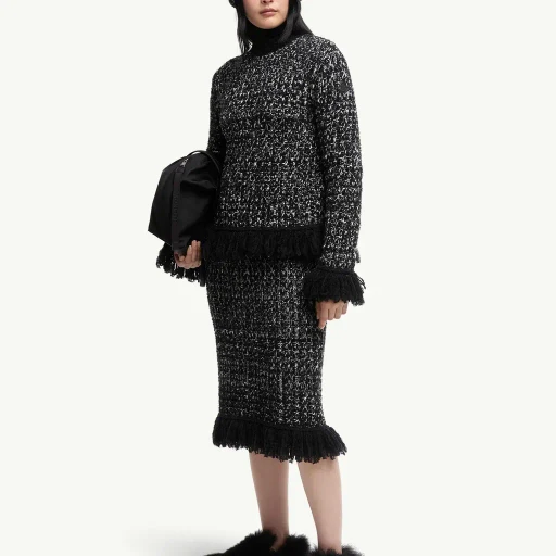 Fringe-Trim Wool Blend Jumper