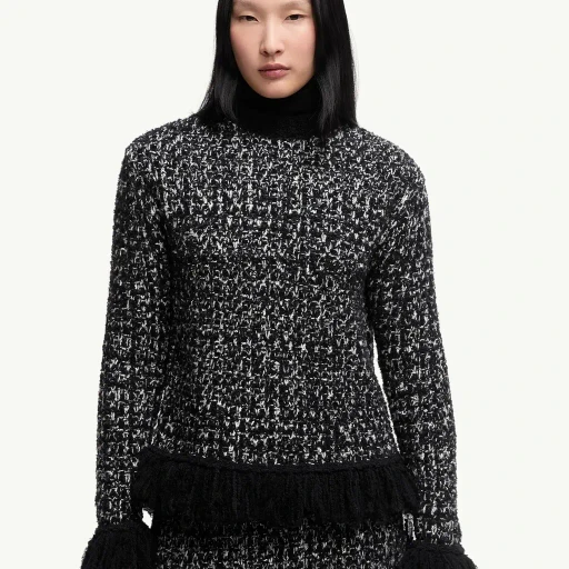 Fringe-Trim Wool Blend Jumper